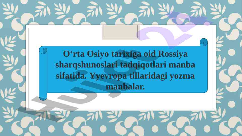 Rossiya sharqshunoslarining o‘rta osiyo tahlili