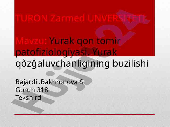 Yurak qon tomir patofiziologiyasi batafsil tahlil