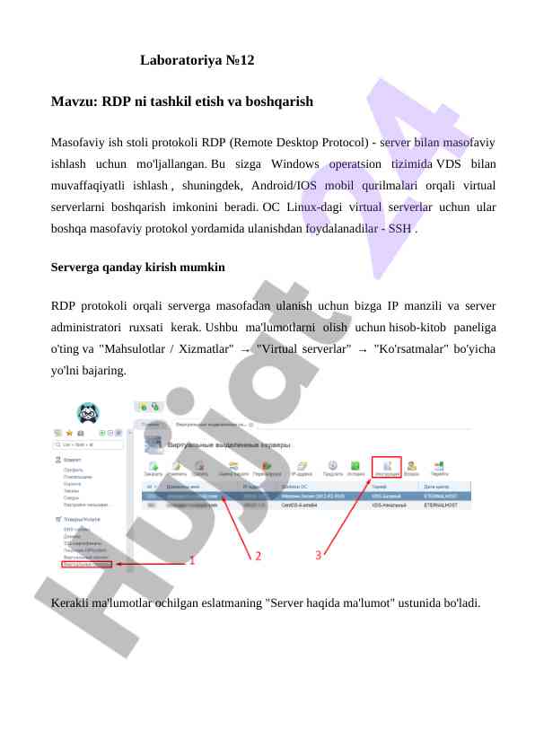 Rdp tashkil etish va boshqarish laboratoriysi