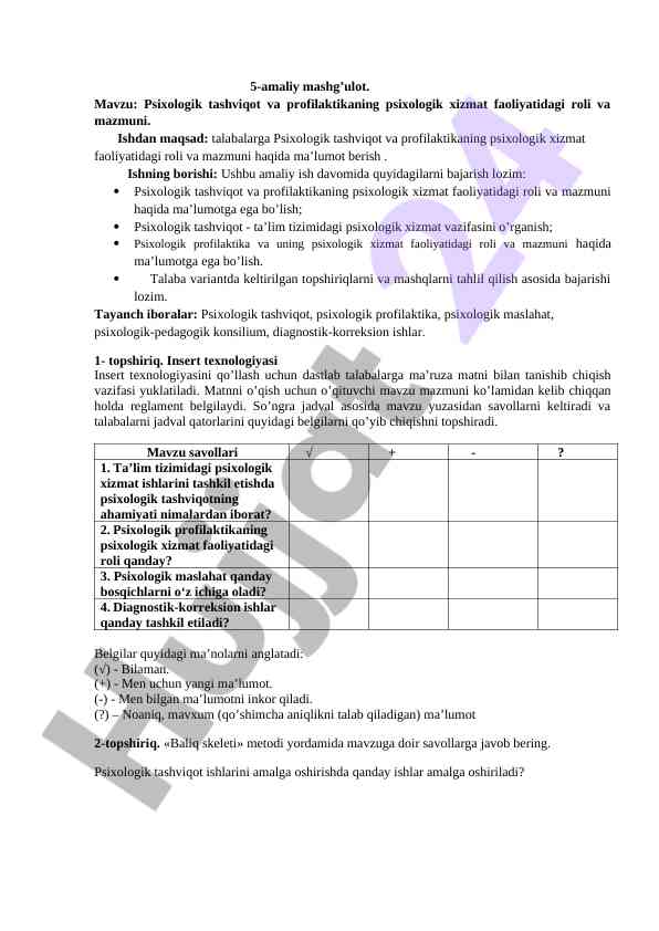 Psixologik tashviqot va profilaktikaning roli