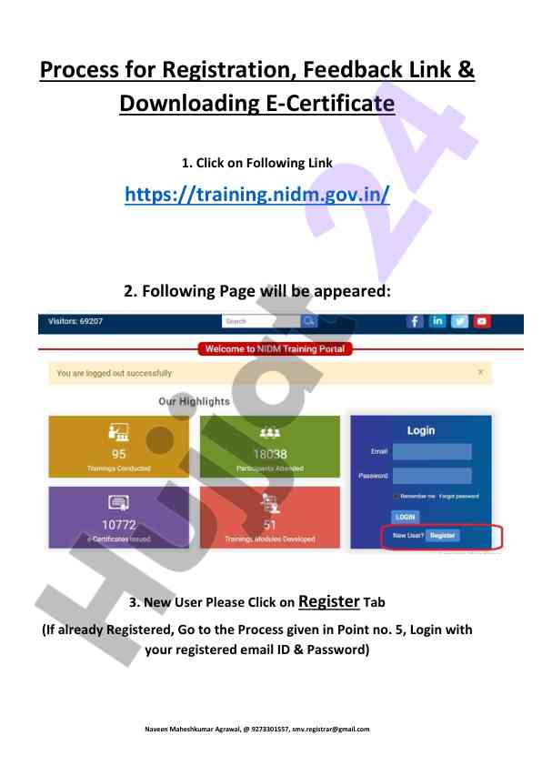 Process for registration and downloading e-certificate