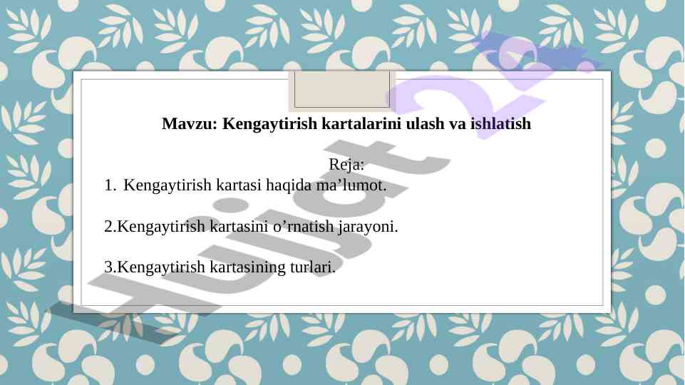 Kengaytirish kartalarini ulash va ishlatish