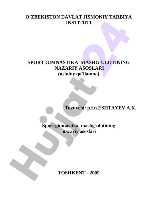 Sport gimnastika mashg‘ulotining nazariy asoslari