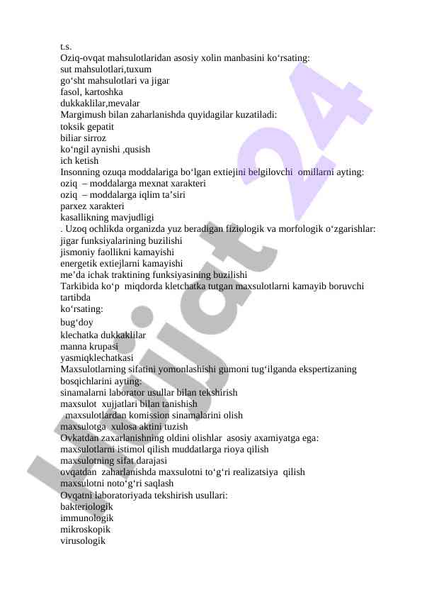 Oziq-ovqat mahsulotlari va ularning ozuqa ahamiyati