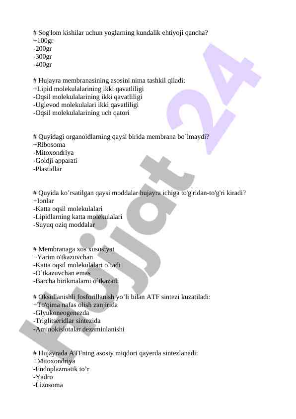 Hujayra membranasi va energiya sintezi