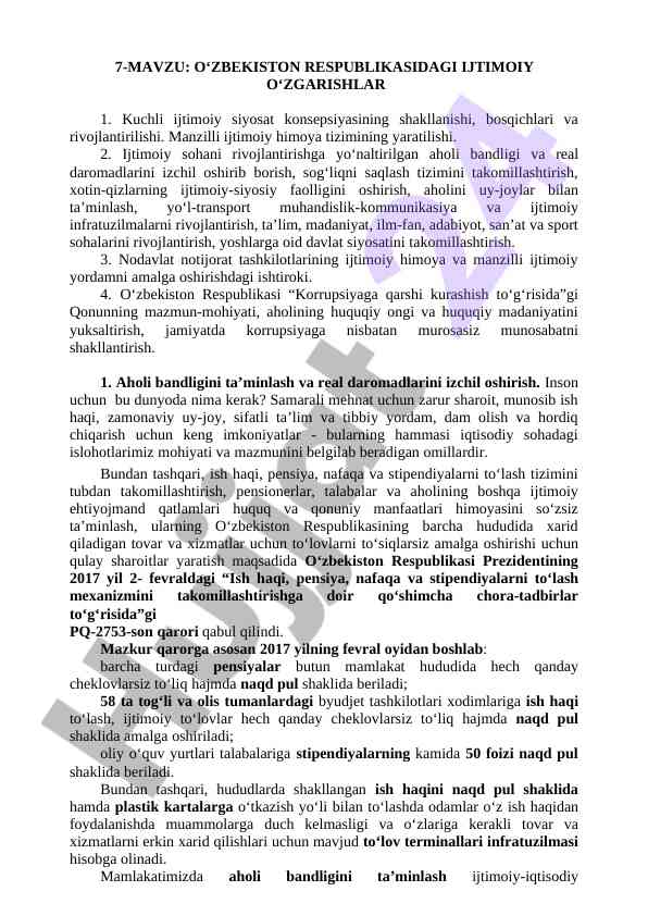 Ijtimoiy o‘zgarishlar va korrupsiyaga qarshi kurash