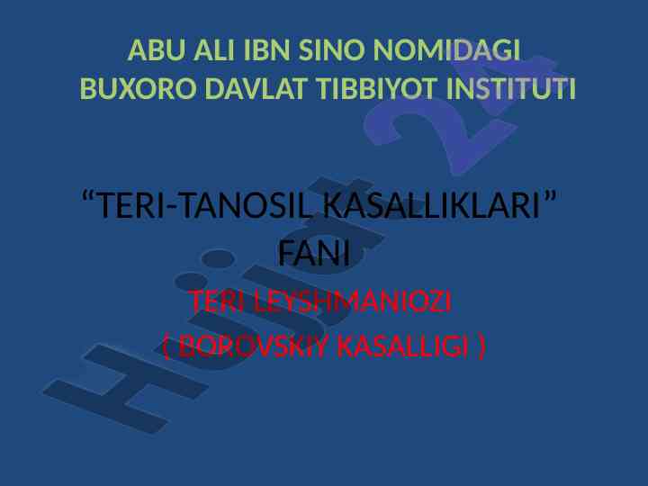 Teri leyshmaniozi epidemiologiyasi va kasalliklari