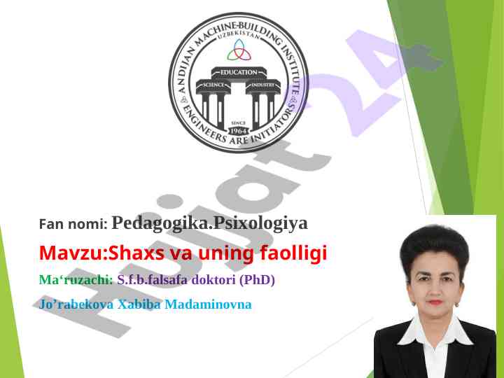 Shaxs va uning faolligi bo'yicha tadqiqot
