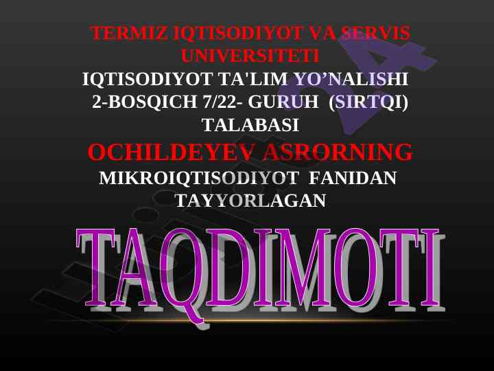Biznes reja tuzilishi va tarkibi haqida ma'lumotlar