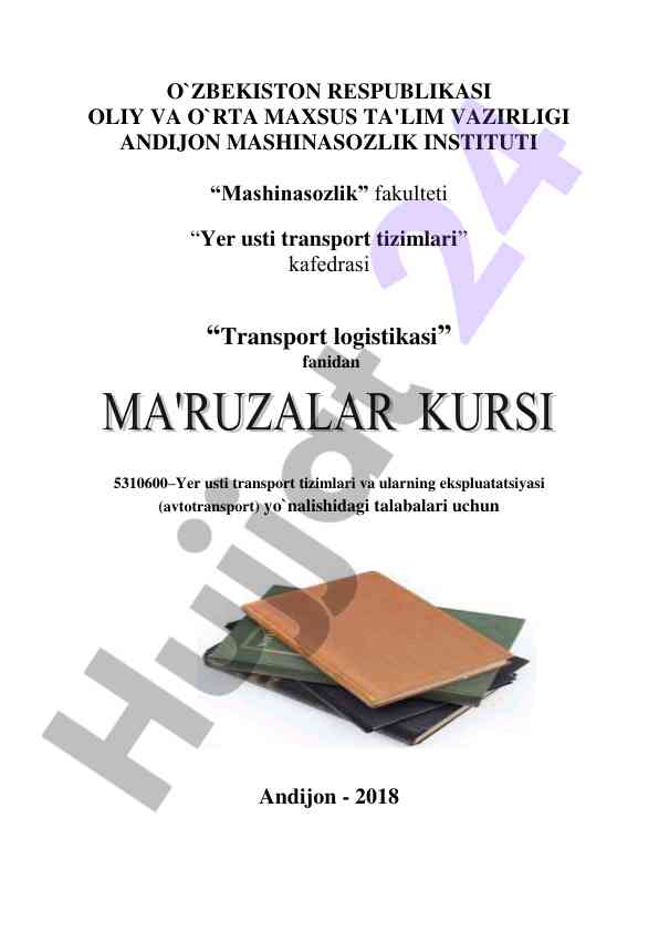 Yer usti transport tizimlari fanidan kurs ishlari