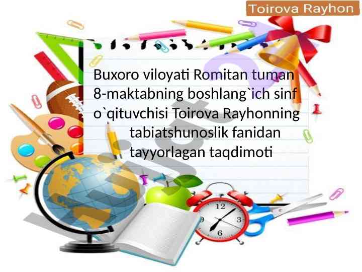 Yer va uning shakli tabiatshunoslik taqdimoti