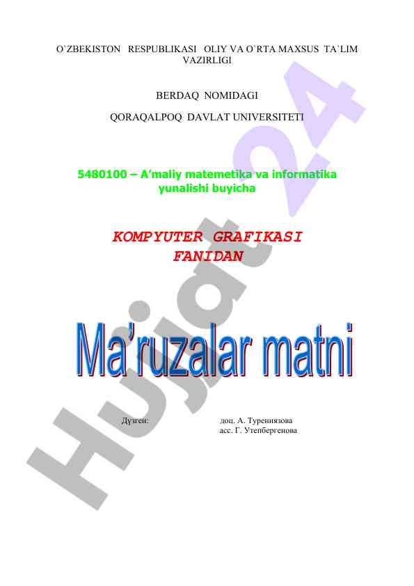 Kompyuter grafikasining asosiy asboblari