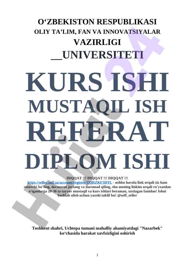 Harakat xavfsizligini oshirish bo‘yicha kurs ishlari