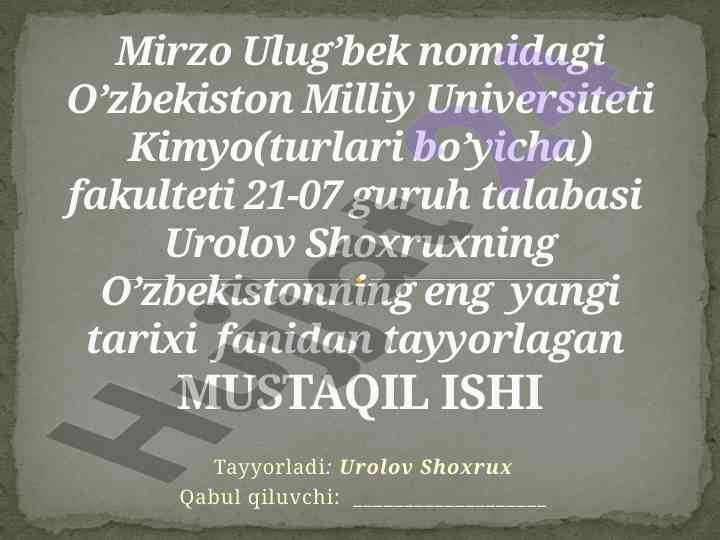O’rta osiyo ma’naviyatining yuksak merosi