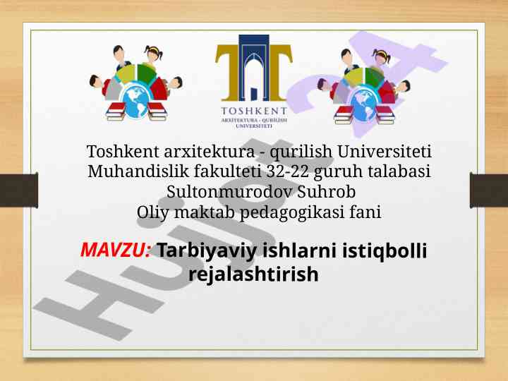 Tarbiyaviy ishlarni istiqbolli rejalashtirish