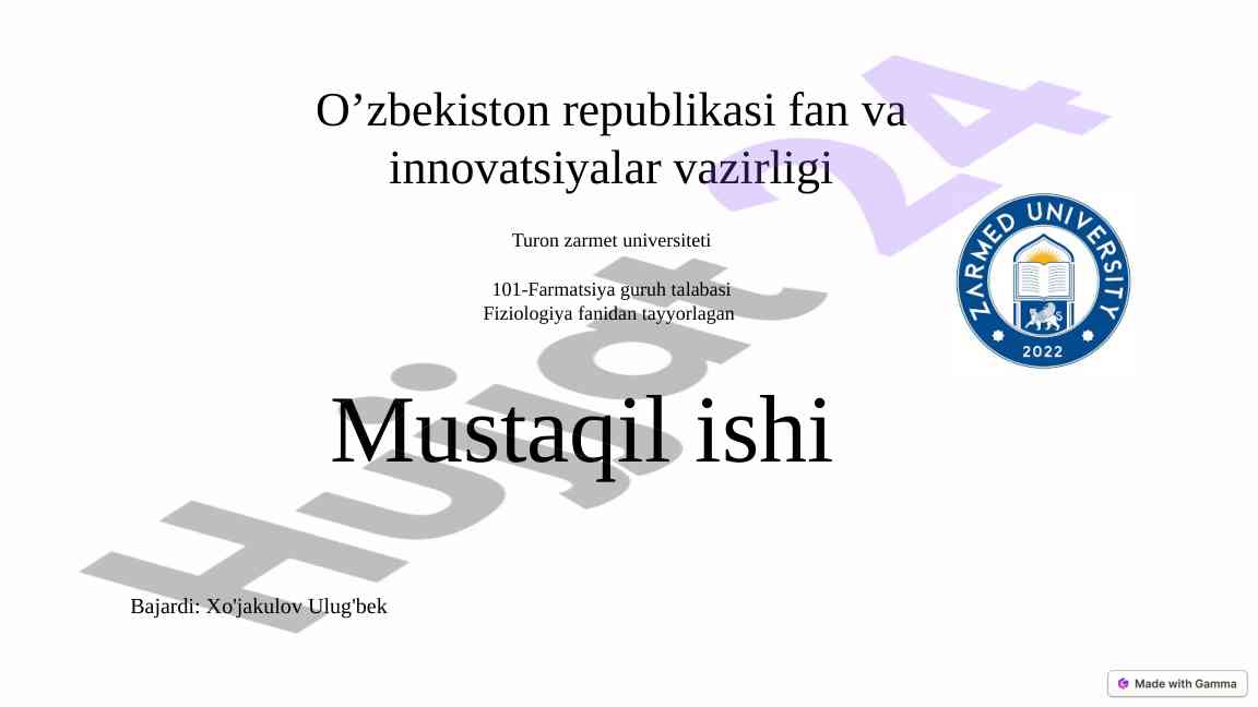 Qon quyish jarayoni va xavfsizligi haqida taqdimot