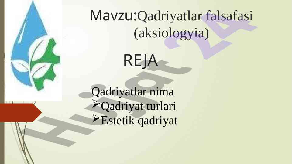 Qadriyatlar falsafasi haqida o‘quv qo‘llanma