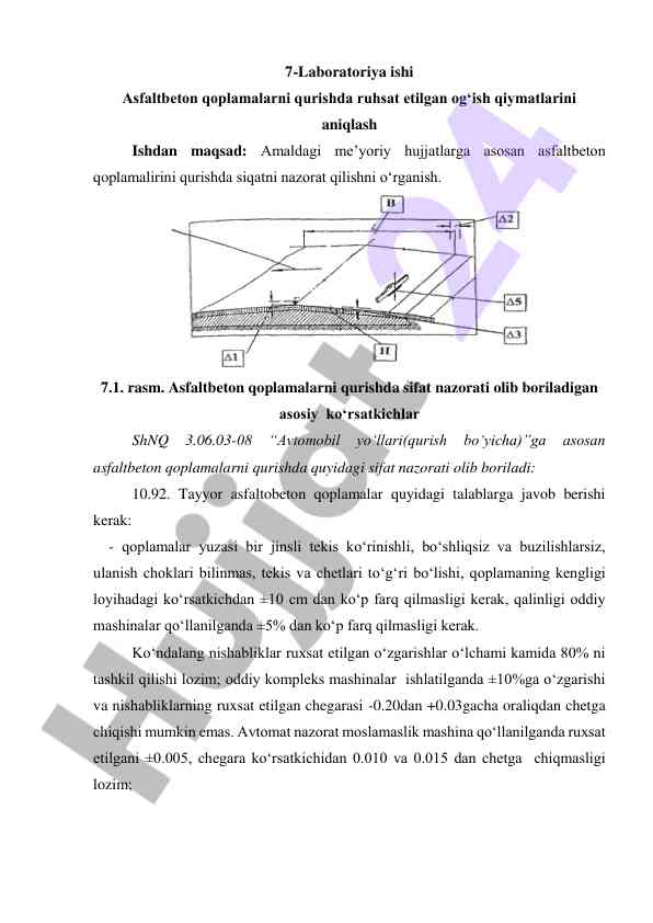Asfaltbeton qoplamalarda sifat nazorati olish