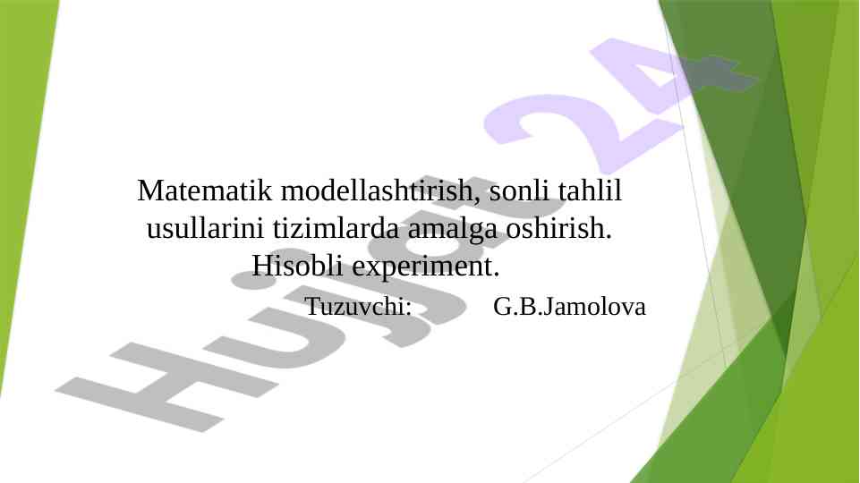 Matematik modellashtirish va mathcad dasturi