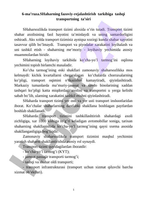 Shahar tirbandligi va transport tizimlari
