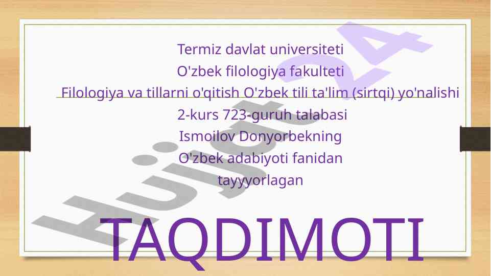 Hibat ul haqoyiq asarida hadislar mazmuni taqdimoti