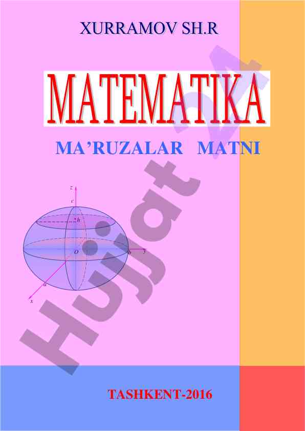Ma’ruzalar matni o‘quv qo‘llanma 2016