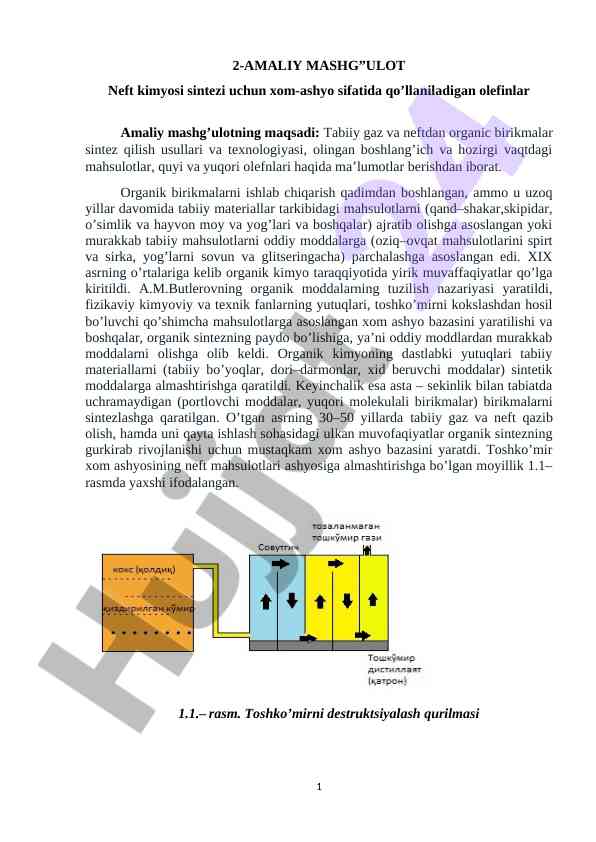 Neft kimyosi sintezi uchun xom-ashyo olefinlar