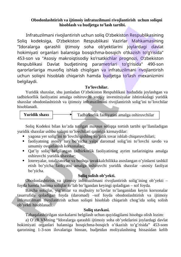 Solik hisoblash va budjetga tolash tartibi