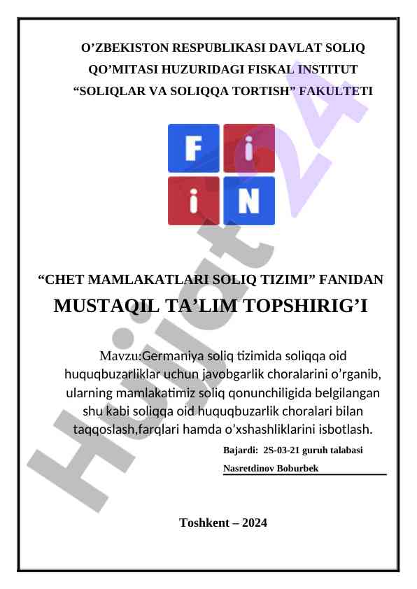 Germaniya soliq tizimidagi huquqbuzarliklar
