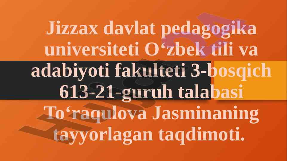 O‘zbek tili va adabiyoti taqdimoti