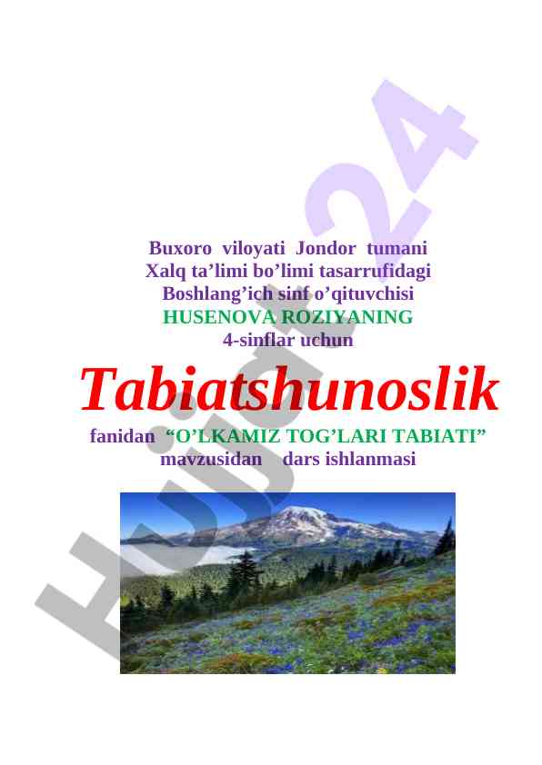 O‘lkamiz tog‘lari tabiati dars ishlanmasi