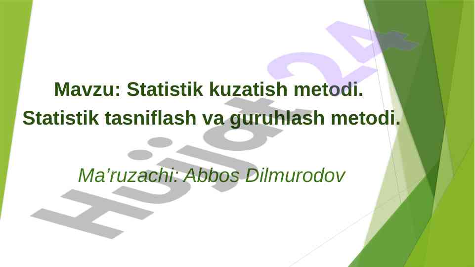 Statistik kuzatish metodi va tasniflash ahamiyati
