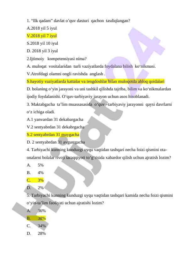 O‘quv dasturlari bilan bog‘liq savollar