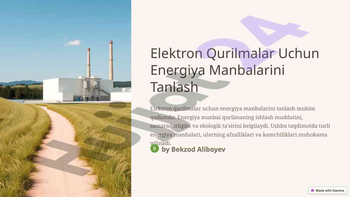 Elektron qurilmalar uchun energiya manbalarini tanlash