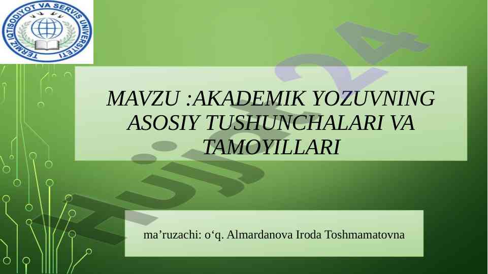 Akademik yozuvning asosiy tushunchalari va tamoyillari