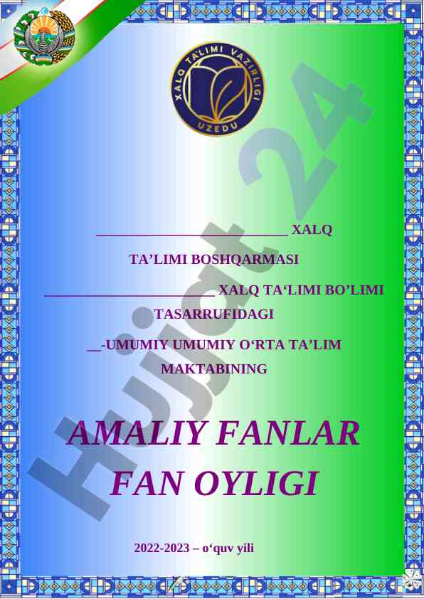Maktabda amaliy fanlar fan oyligini o'tkazish