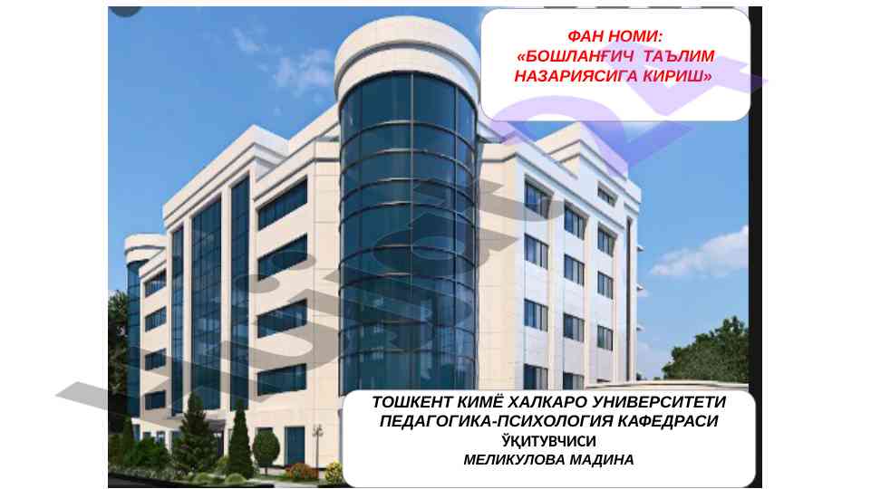 Boshlang'ich ta'lim nazariyasiga kirish