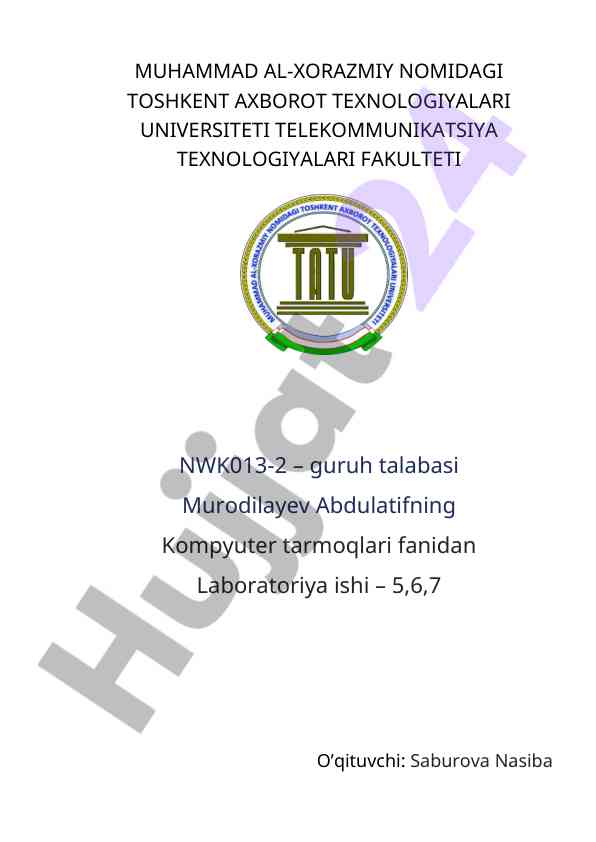 Wan tarmoqlarini loyihalash laboratoriya ishi