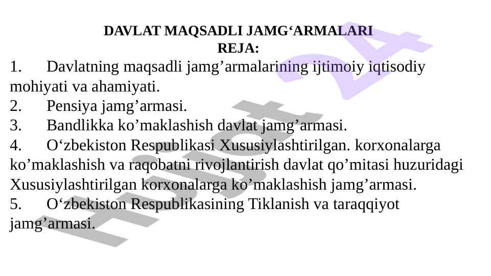 Davlat maqsadli jamg‘armalari tahlili va ahamiyati