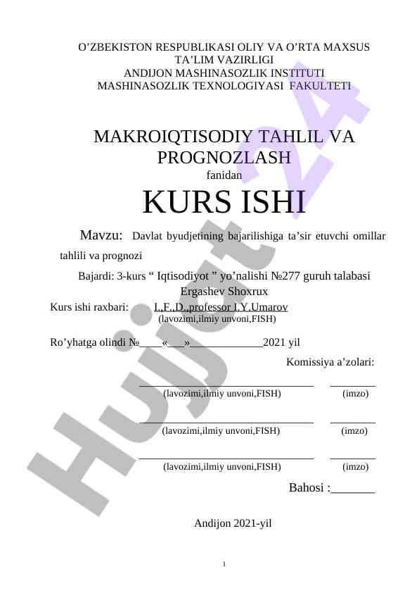 Davlat byudjetining bajarilishiga ta’sir etuvchi omillar