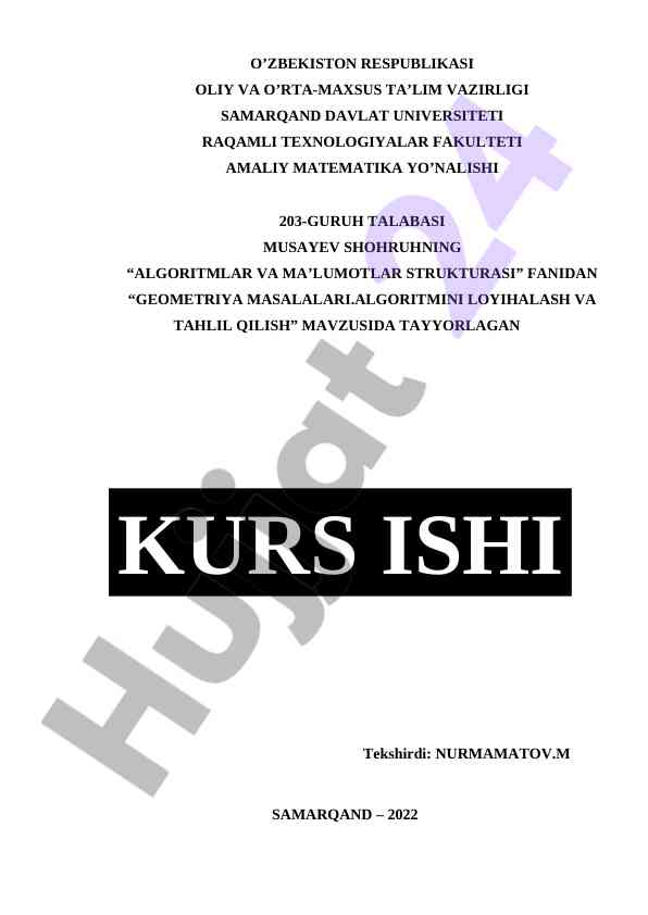 Geometriya masalalari algoritmlari tahlili