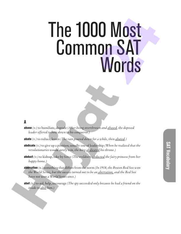 Sat vocabulary common words and definitions