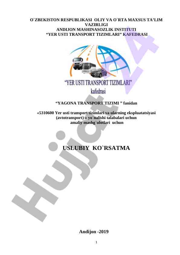 Uslubiy ko‘rsatma yer usti transport tizimlari