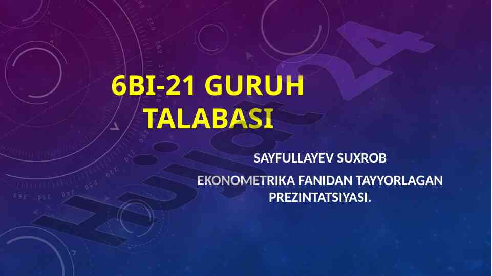 Ekonometrik modellashtirish xizmat ko'rsatishda