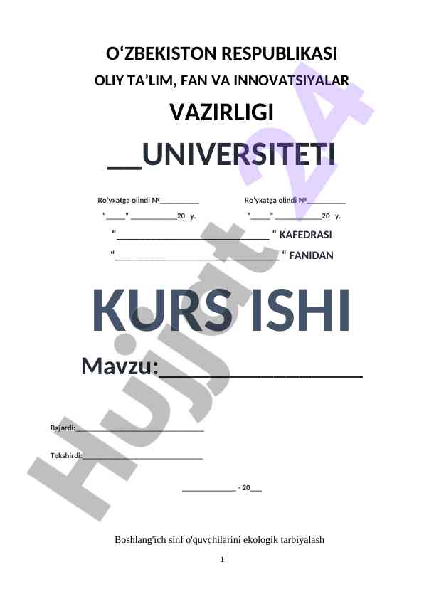 BOSHLANG'ICH SINF O'QUVCHILARINI EKOLOGIK TARBIYALASH