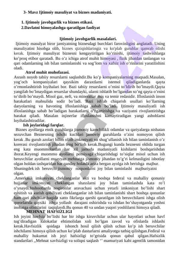 Ijtimoiy masuliyat va biznes madaniyati tahlili