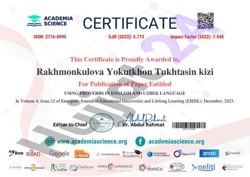 Using proverbs in english and uzbek language