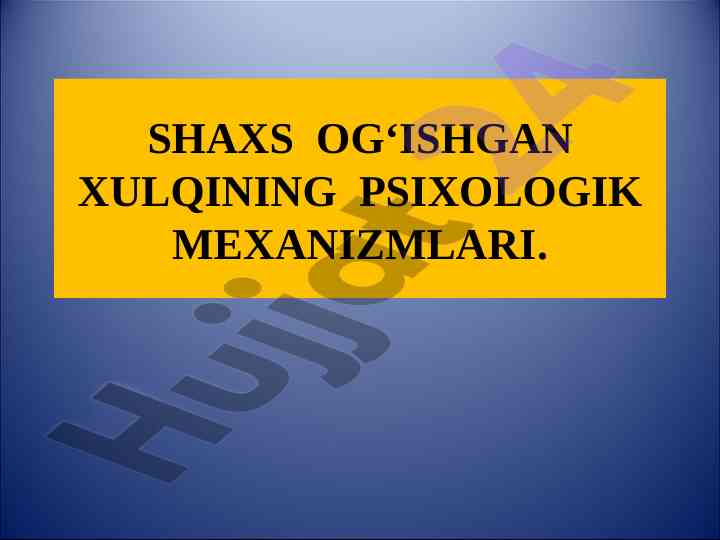 Psixologik mexanizmlarni tahlil qilish va korreksiya