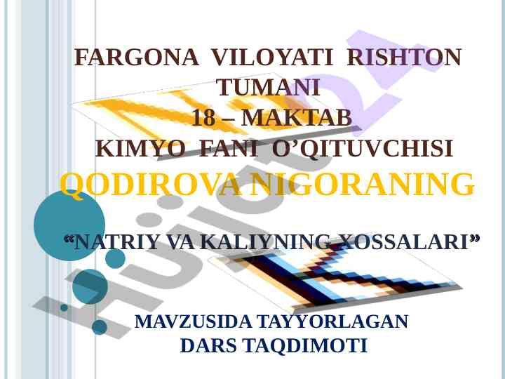Natriy va kaliyning xossalari taqdimoti