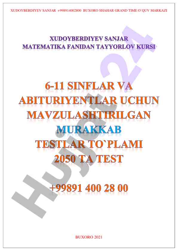 Matematikada tayyorlov kursi testlarga ahamiyat